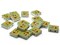 15 20mm Green and Yellow Wooden Rectangle Happy Face Beads - Two Hole Emoji Beads